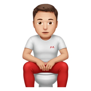 elon mask pooping on the toilet face red and sweaty from pooping sticker