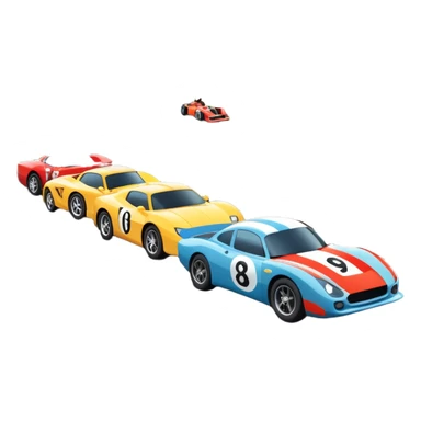 Sporty cars and motorcycles lined up at the starting line, ready to race, with a vibrant racetrack in the background. The scene includes grandstands filled with cheering crowds, checkered flags waving, and traffic lights signaling the start, with a thrilling atmosphere of anticipation and speed. sticker