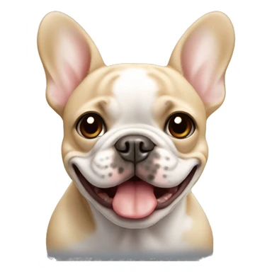 happy face beige french bulldog with white center face with a mole on the right ear sticker