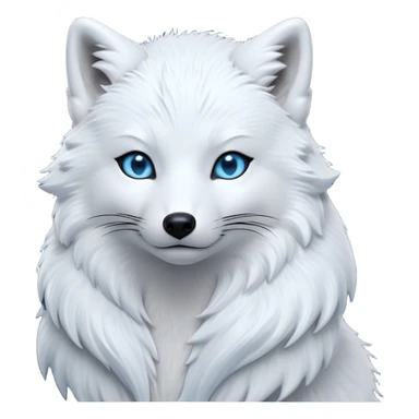 Cinematic Noble Arctic Fox Portrait Emoji, Poised and regal, with a compact, agile build and a luxurious, pure white Fur accented by a subtle hint of icy blue, deep-set soulful piercing eyes, Simplified yet sharp and sophisticated features, highly detailed, glowing with a soft, dignified glow, high shine, intelligent and cunning, stylized with an air of arctic elegance, focused and attentive, soft glowing outline, capturing the essence of a watchful and confident fox, so majestic it feels as though it could dash out of the screen with effortless authority! sticker