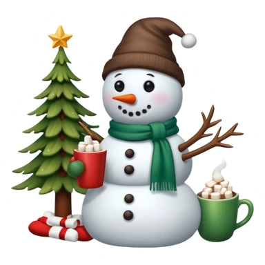 winter vibe emoji with Christmas tree, hot chocolate with marshmallows, warm socks, snowman  sticker