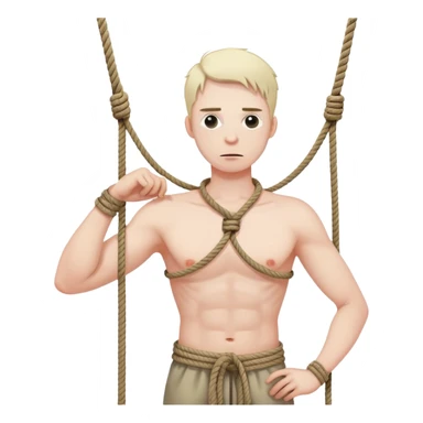 A man with a rope tied by his neck hanging, x mark eyes and the tong is out, full body hanging sticker