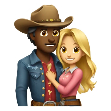 cowboy boy with cowgirl in love sticker