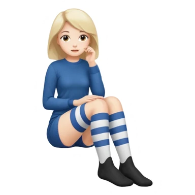 Cute girl thigh high socks sitting legs out  sticker