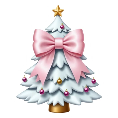 Cute light pink bow sitting on top of a white Christmas tree sticker