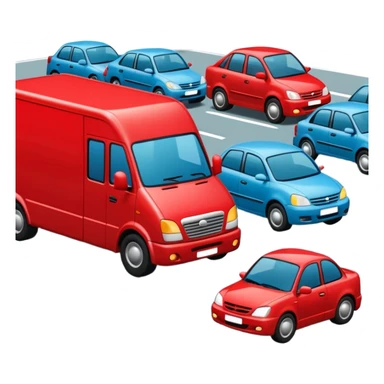 create a realistic emoji showing a logistic car in a trafic situation sticker