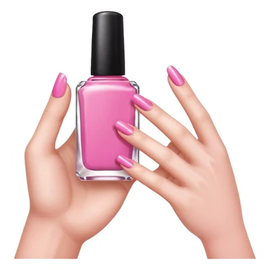 hand with painted nails and nail polish bottle sticker