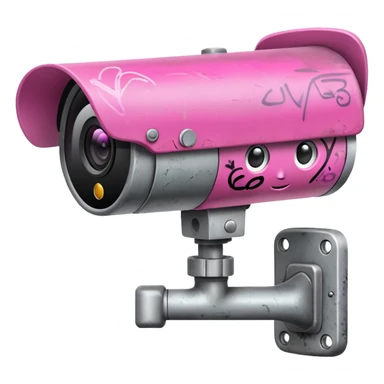 Security Camera pink with graffity sticker