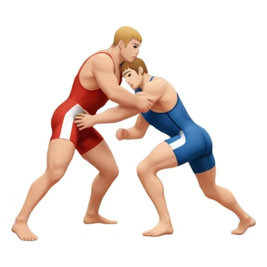 An icon representing freestyle wrestling, with two athletes engaged in a dynamic struggle on the mat. One wrestler attempts a takedown while the other counters, showcasing agility and technique. The background features a stylized wrestling ring with minimal design elements, emphasizing the action.  sticker