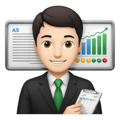 smile male dark short hair auditor with spreadsheet emoji sticker