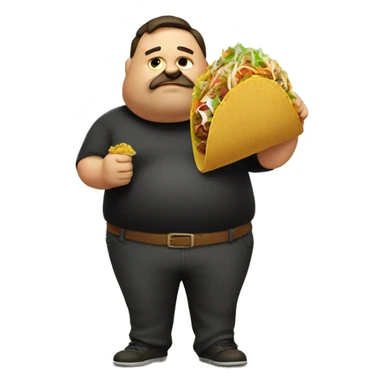 Fat man with a taco sticker
