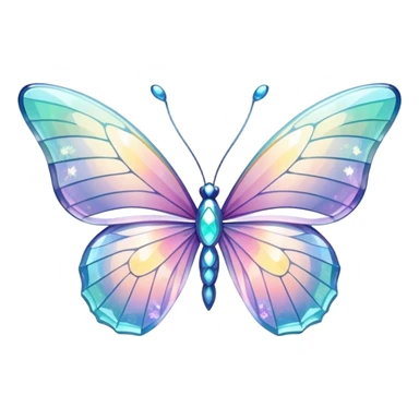 Pastel sparkly glittery iridescent glass crystal butterfly sticker