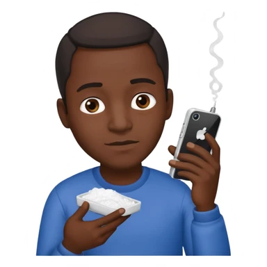 black man holding a phone with three lines of coke on it sideways  sticker