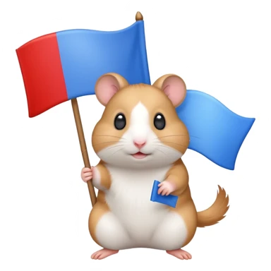 a hamster holding a white-blue-red flag emoji sticker
