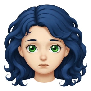 Girl with long  curly dark blue hair, green eyes, and very fair skin Disgusted sticker