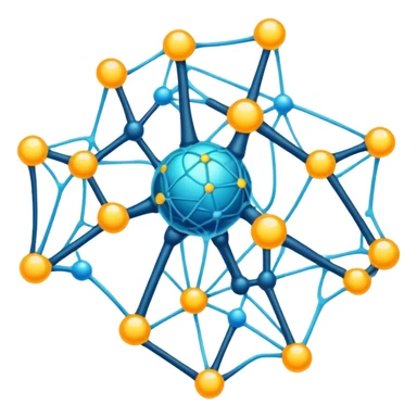 cartoon neural network with glowing nodes and connections sticker