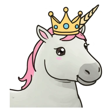 Unicorn wearing a crown eating ice cream while surfing sticker