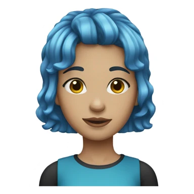 Girl with blue hair with mirco bangs and medium wavy hair  sticker