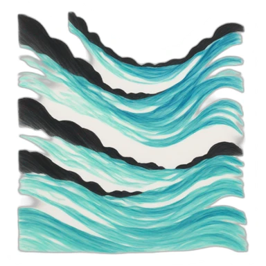 a black crayon drawing of 7 distinct ocean waves in a long line sticker