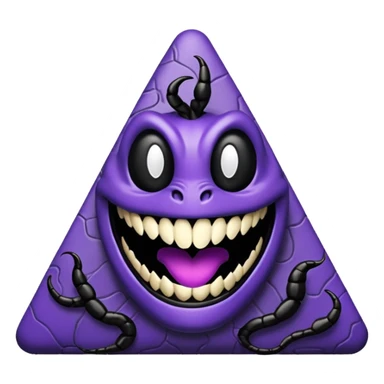 pyramide noir avec sourire de venom et des taches violettes en arriere plan sticker