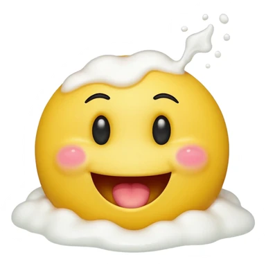 yellow smiley face with eyes up and mouth open, Vomiting white foam sticker