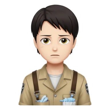 Levi ackerman from attack on titan with his cleaning outfit on sticker