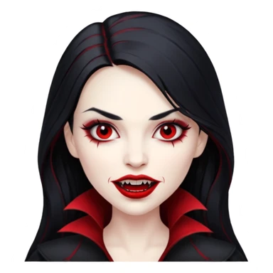 Beautiful vampire woman with long black  hair and red highlights showing fangs  sticker