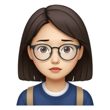 South Korean female college student with a worried face  sticker