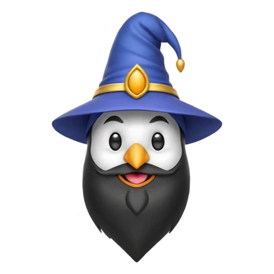 penguin wizard in the style of a 3d emoji sticker