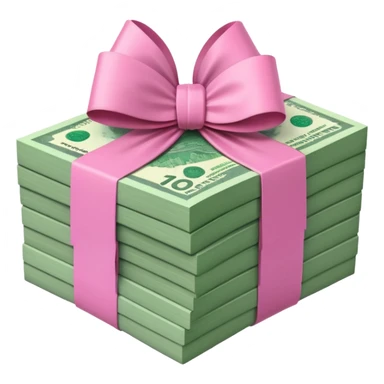 Forest Green Australian $100 notes stacked together and wrapped in a pink bow sticker