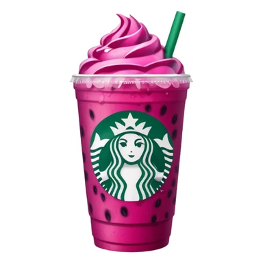 Starbucks dark pink dragonfruit refresher. flat on top. starbucks logo. sticker