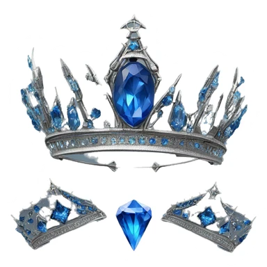 The Ravenclaw Diadem is a tiara-like object with a majestic design, made of gleaming silver and set with glittering blue gems. It is enchanted to enhance the wisdom and intellect of its wearer. Voldemort turned it into a Horcrux, embedding a fragment  sticker