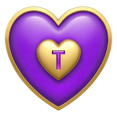 The golden Letter “t” gilded inside a Purple Heart sticker