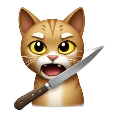 Angry cat with a knife sticker