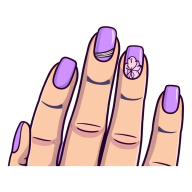 lilac pastel manicure with nail art designs sticker