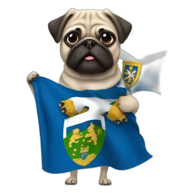 pug holding a big scotland flag sticker
