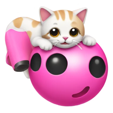 Cat with a pink bowling  sticker