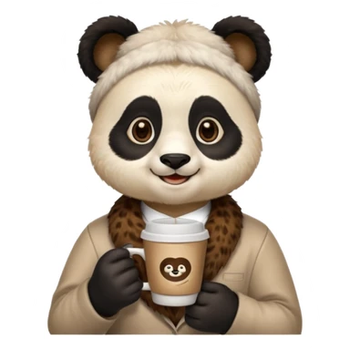barista panda, holding coffee cup sticker
