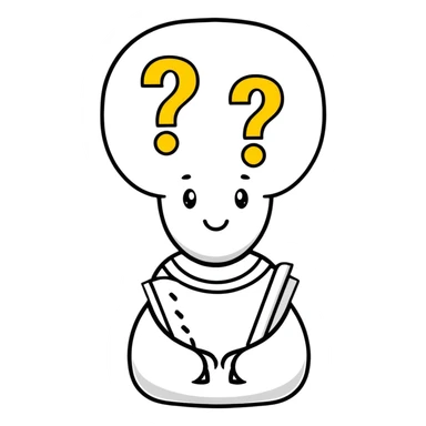 cute thinking character with question marks sticker