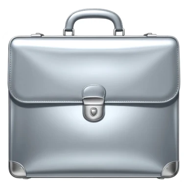 A luxury briefcase emoji made of polished silver chrome, smooth rectangular shape, metallic reflections, minimal high-end design, swag business aesthetic, iOS emoji style, centered, clean white background
 sticker