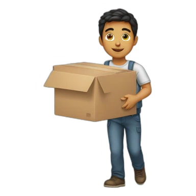 A Latin boy carries a box while working sticker