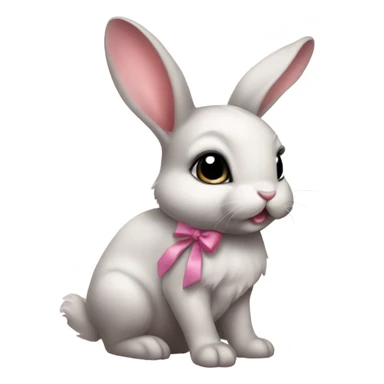 Baby bunny with coquette bow on ear sticker