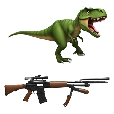 T-rex with a shotgun sticker