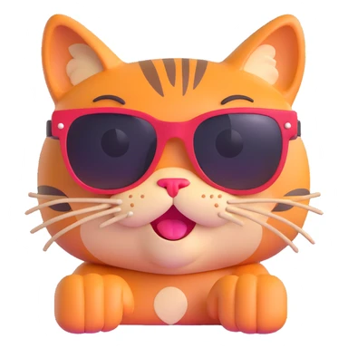 cool cat with oversized sunglasses, winking sticker