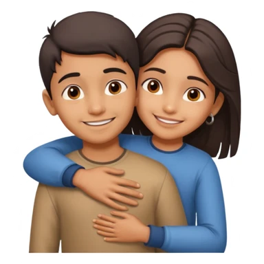 indian boy hugging indian girl from behind... boys hand down near navel of girl... boys head on the shoulder of girl sticker