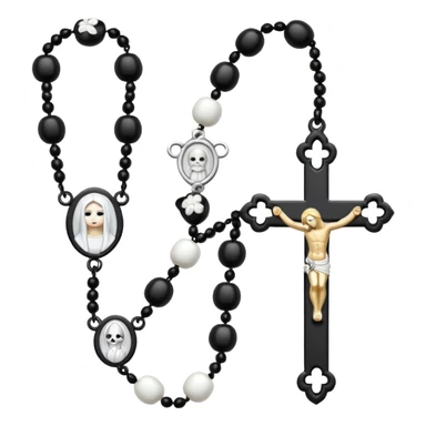Gothic white rosary with  of beads sticker