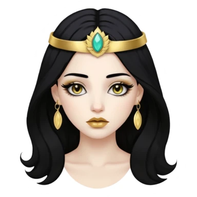 Rosalia (the singer) virgin. (Use lux album cover as reference). Hais black hair with a bleached halo band  in hair and gold lips. sticker