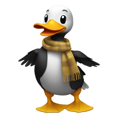 Happy duck that crossed the road and is black. Wearing a scarf sticker