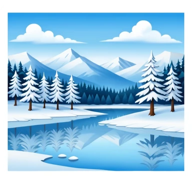 simple painting with winter landscape sticker