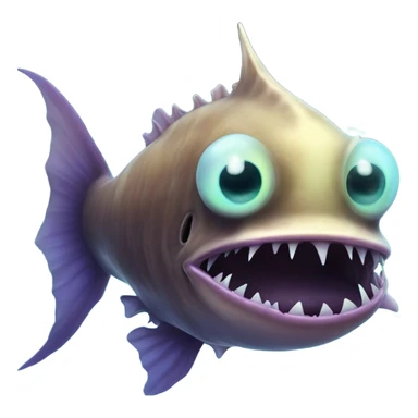Anglerfish with glowing lure, sharp teeth, and big eyes. sticker